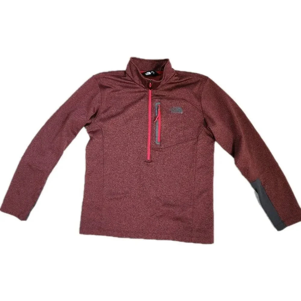 The North Face 1/4 Zip Pullover Jacket Red Heather Stretch Mens M EUC Canyonland